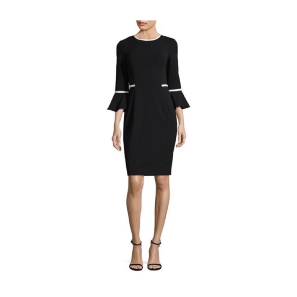 Calvin Klein Peplum Sleeve Pencil Dress
